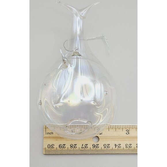 Silvestri Handblown Iridescent Glass Whale Ornament Christmas Holiday Mint - Picture 10 of 10